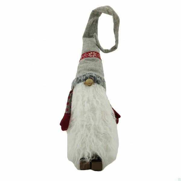 Homeroots 36 x 6.3 x 6.7 in. Red & Gray Winter Gnome with Snowflakes 399343